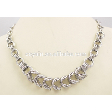 European punk stainless steel women large silver chain necklace